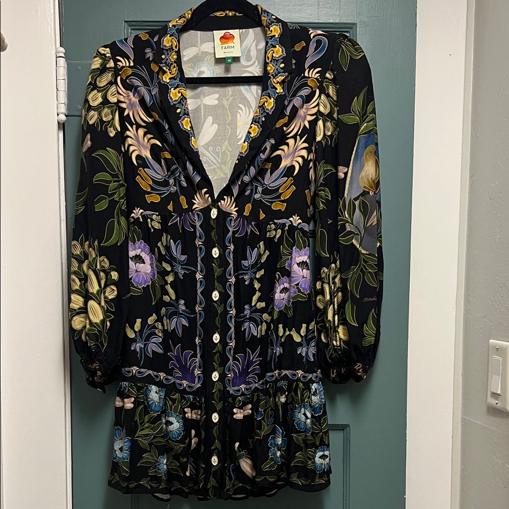 FARM Rio Black Winter Garden Mini Dress
